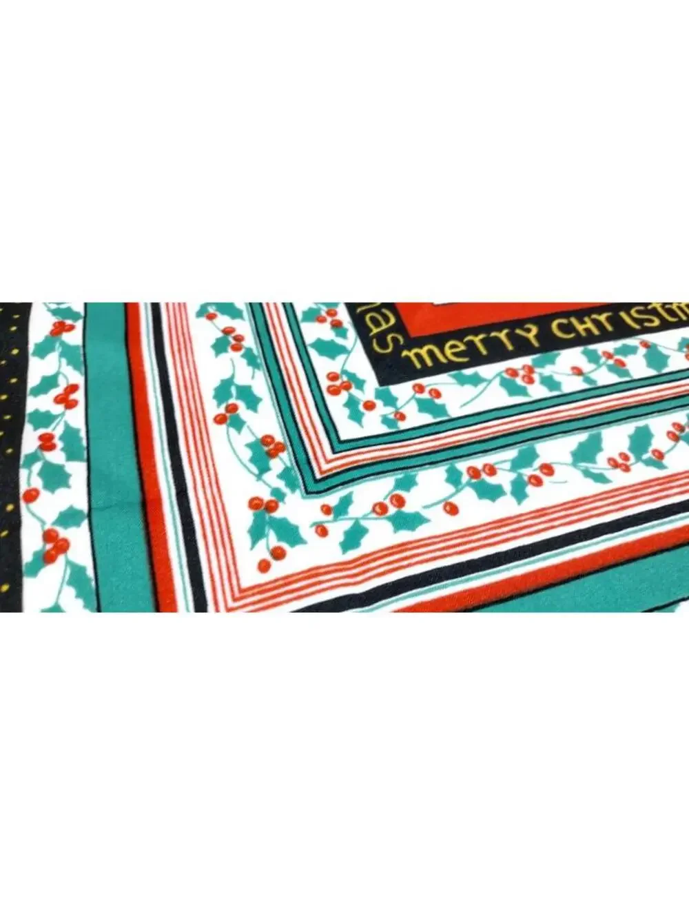 Vintage Holiday 1970s Large Scarf Menswear Italy Merry Christmas Candles Red 27
